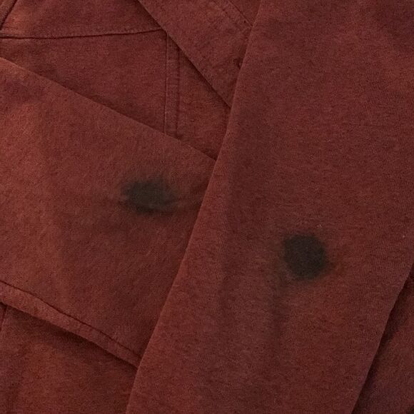 H&M button front hoodie type jacket. Two front pockets distressed at elbows - Picture 10 of 16